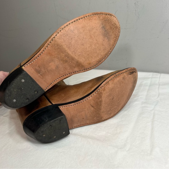 Old West tan brown leather womens cowboy cowgirl boots size 8 - Picture 6 of 12